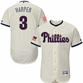 Phillies 3 Bryce Harper Cream Flexbase Jersey Dzhi,baseball caps,new era cap wholesale,wholesale hats